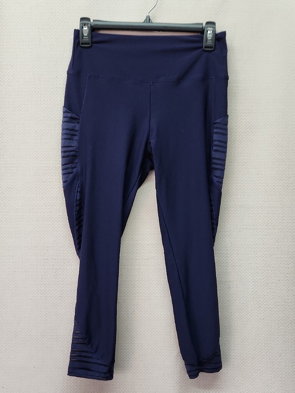 Marika Navy Athletic Leggings with Mesh Trim